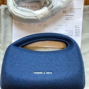 Navy Mini Women's Handbag - Boiled Wool look